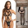 Me encanta Europa y Estados Unidos, lencería sexy con tirantes unidos, espalda abierta, uniforme, tentación, traje de ropa interior de charol salvaje