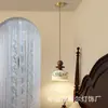 Lámpara colgante vintage de vidrio de colores con cordón de suspensión de madera para comedor, barra de bar, mesita de noche, lámpara de vidrio de colores hecha a mano