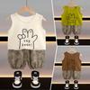 Conjunto de dos piezas de chaleco de verano y shorts para bebé para niños y niñas Ropa de verano delgada sin mangas para niños y niñas Estilo coreano