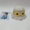 Corea del Sur Nicho Sombrero de Punto Calado de Flores Coloridas para Mujer Primavera y Otoño Sombrero de Pescador Mostrando la Cara Pequeño Sombrilla de Sol Sombrero Cubeta