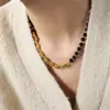 Colar de joias artesanal com contas de ágata preta natural, fivela ot, design de nicho de luxo leve retrô novo europeu e americano