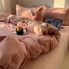 Conjunto de Roupa de Cama de Algodão Classe A Quatro Peças Xadrez Simples Algodão Puro Lençol Macio Capa de Edredom Três Peças para Dormitório