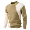 2026 Suéter de Tricô Gola Redonda Masculino Outono/Inverno Transfronteiriço Malha Moda Tendência Bloco de Cores Espessado Casual Camisa Base