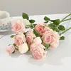 Rosa Única Grande Simulada Decoração de Casa Retrô Europeia e Americana Conjunto de Flores de Seda para Fotografia Flores Artificiais Flor Falsa