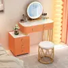Tocador de Madera Maciza Dormitorio Moderno Simple Tocador de Pizarra Gabinete de Almacenamiento Espejo de Maquillaje Integrado Belleza y Elegante