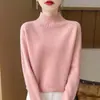 Suéter Clásico 10 Cuello Alto Mujer Color Sólido Siete Puntos 0 Nuevo Lana Pura Otoño Invierno Dama Manga Larga Capa Base Engrosada