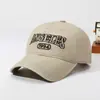 Gorra de béisbol estilo americano para mujer, lavada, primavera, estampado de letras, versátil, estiliza el rostro, gorra para el sol para hombre, retro, nuevo estilo casual