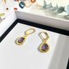 Joyería de Diseño Propio Nacional y Extranjera Gema Italiana Cristal Colorido Asimétrico Piedra Colorida Exquisitos Pendientes