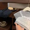 ¡Novedades de Verano! ¡Versátil! Conjunto Elegante Chic de Camiseta Rayada Falsa de Dos Piezas y Pantalón Cubrepañal para Bebé Niña