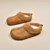 Mules de Otoño e Invierno Zapatillas de Algodón sin Cordones para Mujer Suela Suave Felpa Nuevo Estilo Calientes para Exterior Zapatillas Gruesas de Algodón con Forro de Felpa