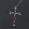 Venda direta da fábrica desejo joias sul-americanas mais vendidas pingente de cruz com microincrustação colorida feminina colar de diamante criativo