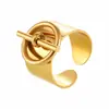 Anillo de Hebilla Omega OTC Diseño de Cara Amplia Abierta Acero Inoxidable Chapado en Oro de 18K Anillo de Dedo Hip Hop Personalizado Venta al por Mayor