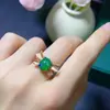 Anel de Opala Verde Colorida Natural com Pedra Principal de 8*10mm, Cravação Finamente Trabalhada em Prata S925, Venda Direta do Fabricante