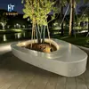 Banca de estanque para árboles de terrazo translúcido para parques frente al agua, asiento paisajístico de hormigón translúcido UHPC luminoso para rodeos de árboles, hecho a medida