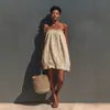 Amazon 2026 Nuevo Vestido Casual Transparente con Volantes Transfronterizo Estilo Veraniego Europeo y Americano Falda Corta de Algodón y Lino