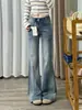 Jeans acampanados retro americanos para mujer, nuevo estilo primavera y otoño 2026, únicos y elegantes, modernos jeans acampanados de longitud completa