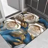 Tapete de Chão Absorvente Secagem Rápida para Banheiro com Florais em Relevo, Suave de Terra de Diatomáceas, Antiderrapante para Entrada do Banheiro