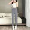 Pantalones casuales de seda helada verano 2023 Nuevos holgados combinan con todo pantalones deportivos cintura alta caída cropped rectos tipo rábano