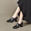 Sapatos de Bico Fino com Boca Profunda Femininos 2024 Outono e Inverno Novos Estilo Europeu e Americano Simples Elegantes Sapatos de Encaixar Elegantes Salto Alto