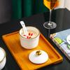 Tazón de cerámica especial estilo palaciego para estofado de hotel con tapa, tazón a prueba de agua para estofado de golondrinas, tazón de sopa para el hogar, tazón para huevo al vapor de restaurante, olla para estofado