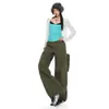 Calça Jeans Feminina Verde Militar Transfronteiriça Cintura Alta Lavada Rasgada Outono 2026 Nova Casual Solta Caimento Perna Curva