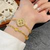 Joyería de Oro Estilo Similar Oro Arena Sihe Ruyi Esmalte Azul Hielo Set Pulsera de Perlas Anillo Diseño Nicho para Mujer Joyería de Lujo Ligero