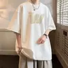 Camiseta de Manga Curta em Promoção Relâmpago para Homens, Top Tendência de Verão Simples de Meia Manga, Camiseta de Marca Tendência Casual Solta Estilo Hong Kong