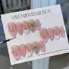 Novas Unhas Postiças de Comércio Exterior 30 Peças Design de Flor em Relevo Estéreo Dia dos Namorados Francesas Amêndoa Usáveis Atacado