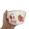 Quatro tipos de tigelas de frutas tigelas de arroz tigelas de cerâmica para comer uso doméstico nova alta aparência celebridade da internet cor sob esmalte forno de micro-ondas outro