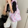 Bolsa de Lona com Babados Florais Design de Nicho Feminina 2025 Nova Fashionável Bonita para Meninas Versátil para o Dia a Dia Bolsa de Ombro
