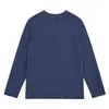 Camiseta de manga larga a rayas marrones estilo commuter con cuello redondo fino, corte holgado, hombros caídos, efecto adelgazante, texturizada, top estilo old money para hombre
