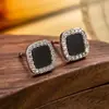 Nuevos Pendientes Cuadrados Negros Compactos con Diamantes Brillantes, Pendientes de Moda Modernos y Sencillos, Estilo Celebridad de Internet, Lujo Ligero