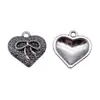 Colgante de Nudo de Lazo y Corazón de Plata Antigua 18x18mm 2.1g Accesorios DIY de Comercio Exterior Artículo Popular Transfronterizo