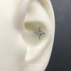 Brincos de Estrela de Oito Pontas Cheios de Diamantes, Piercings de Lóbulo Estrela do Norte com Rosca Externa 0.8, Piercings de Cartilagem Punk de Nicho, Aço Titânio Que Não Desbota