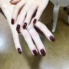 CS-120 vermelho café redondo unhas postiças usando adesivos de unhas adesivos de unhas acabados 24 adesivos de unhas