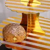 Soporte para Pastel de Múltiples Capas Estampado en Caliente Personalizado de Fábrica Suministros de Decoración para Fiestas de Cumpleaños Exhibición Bandeja para Snacks Soporte para Pastel de Papel