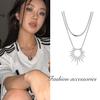 Collar de Acero de Titanio de Alta Gama con Girasol de Doble Capa que No se Desvanece para Pareja Cadena de Hueso de Serpiente Estilo Frío de Lujo Ligero para Hombres y Mujeres