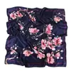 Lenço Quadrado de Cetim 90 Cores Estampado Estilo Exportação Europeu e Americano com Padrões Florais, Estilo Chinês, Versátil, Elegante Xale Feminino e Lenço de Seda