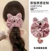 Goma para el pelo floral marrón, elegante y a la moda, con diseño de cuadros para mujer, nuevo estilo 2026, accesorio para el pelo de tela de alta calidad