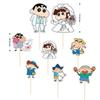 Internet Celebridade Estilo Cartoon Casal Decoração Do Bolo Lápis De Cera Shin-chan Noivado Aniversário De Casamento Sobremesa Plug-in Baking Insert