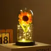 Adorno Popular Transfronterizo de Cúpula de Cristal de Girasol con Luz LED Flor Eterna Decoración Regalo Creativo Versátil Venta al por Mayor del Fabricante