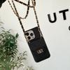 Funda para teléfono móvil con tarjetero y cadena cruzada, compatible con iPhone 16 y Apple 15, con cierre de tarjeta, estilo rombal Chanel.