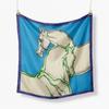 Lenço Quadrado Pequeno Decorativo de Sarja com Cavalo e Dama Pintado à Mão Novo Europeu 53cm Lenço Pequeno Outlet da Fábrica de Lenços