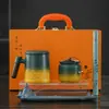 Taza de Cerámica de Color Degradado Separación de Agua y Té Taza de Oficina Taza de Té con Asa de Madera y Tapa Taza de Té con Tapa Regalo para Empresa Logo