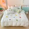 Conjunto de Cama de Algodão Puro Lavado Fofo de Quatro Peças para Todos os Estudantes Algodão Amigo da Pele Lençóis de Cama para Dormitório Conjunto de Três Peças Nova Capa de Colcha