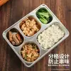 Acero Inoxidable 304 Grado Alimenticio Lonchera Plato de Comida Rápida Plato Dividido para Comedor Estudiantil Plato para Cena Separado Lonchera para Adultos Oficinistas