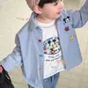 Conjunto para Niños 2026 Primavera Nuevo Camisa de Manga Larga a Cuadros de Mickey Pantalones de Mezclilla Casual de Dibujos Animados para Bebé Moderno Genial