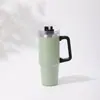 Taza de coche transfronteriza de 30 OZ, termo de acero inoxidable 304 con pajita, taza con asa para hervidor doméstico, conveniente para coche