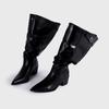 Diseño Nicho Cierre Trasero Punta Afilada Tanga Grande Tacón Alto Botas Apiladas Botas Retro Vaqueras del Oeste Botas de Tacón Grueso para Mujer