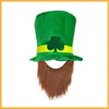 Chapéu de Festa Irlandês St. Chapéu de Trevo do Dia de São Patrício com Barba Chapéu Alto Irlandês Chapéu Alto de Performance